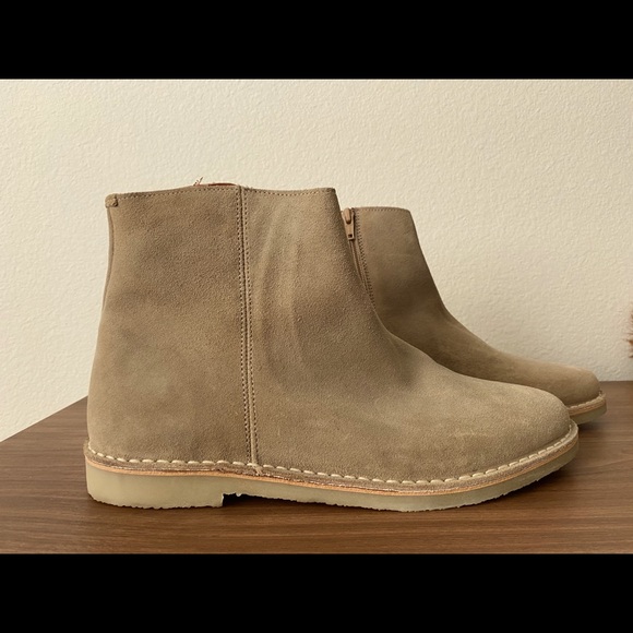 Zign Suede Zip Boots in Stone color. - Picture 2 of 4